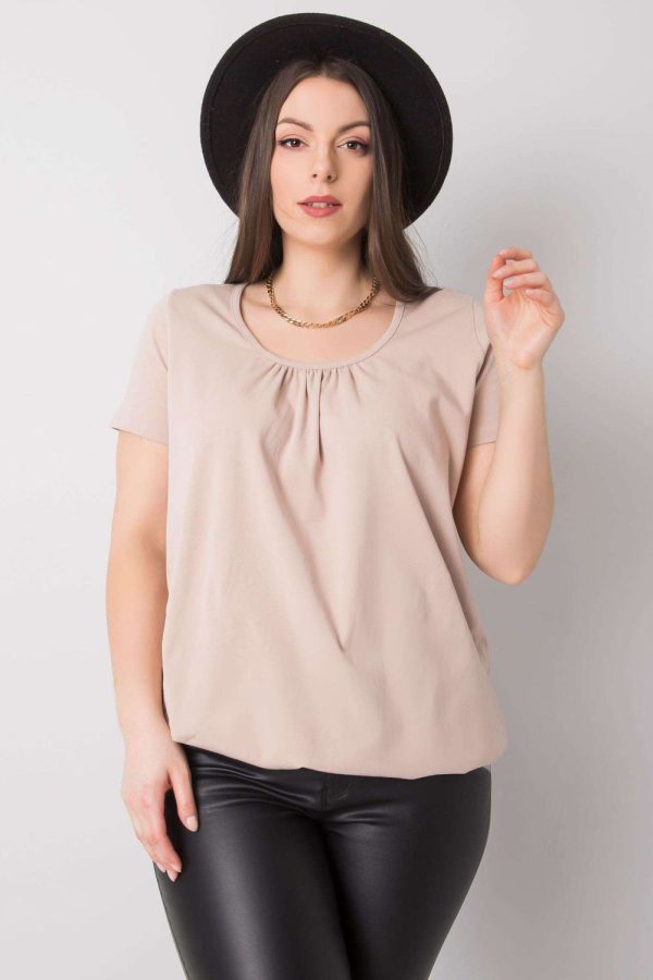Beige T-shirt in Women`s Tops, T-shirts, Singlets with Cotton and Spandex