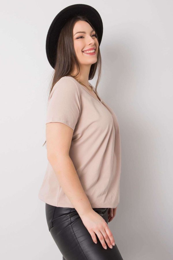 Beige T-shirt in Women`s Tops, T-shirts, Singlets with Cotton and Spandex