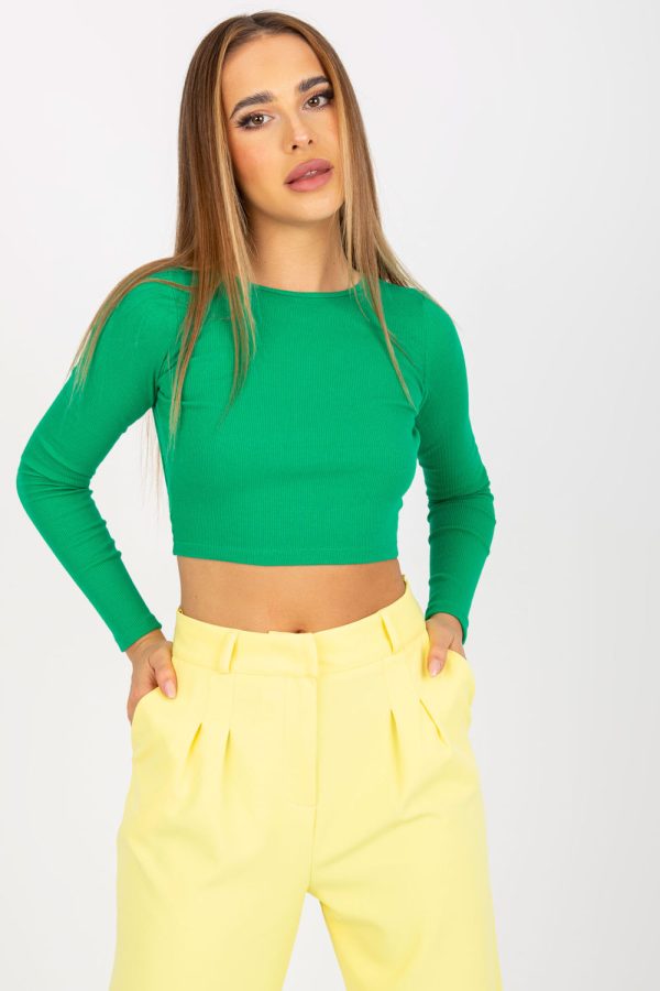 Green Blouse in Women`s Blouses, Tunics with Cotton and Spandex