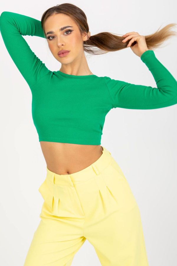 Green Blouse in Women`s Blouses, Tunics with Cotton and Spandex