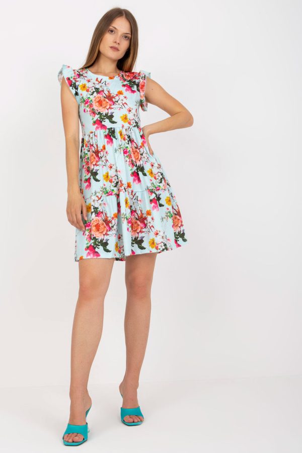 Blue Daydress in Day Dresses with Cotton and Spandex