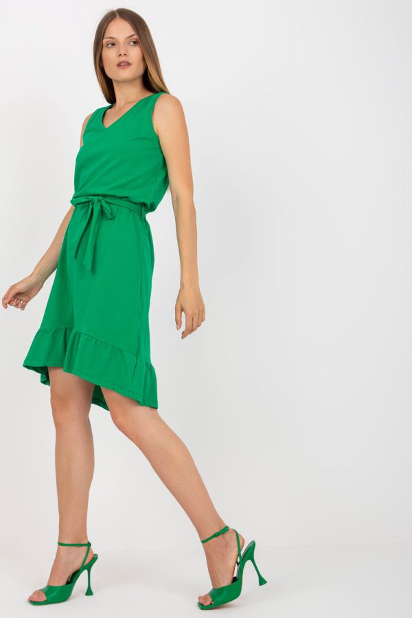 Green Daydress in Day Dresses with Cotton and Spandex