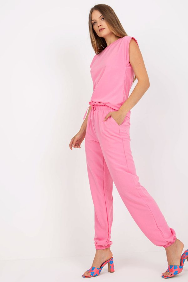 Pink Set in Pants, Trousers, Shorts with Cotton and Spandex