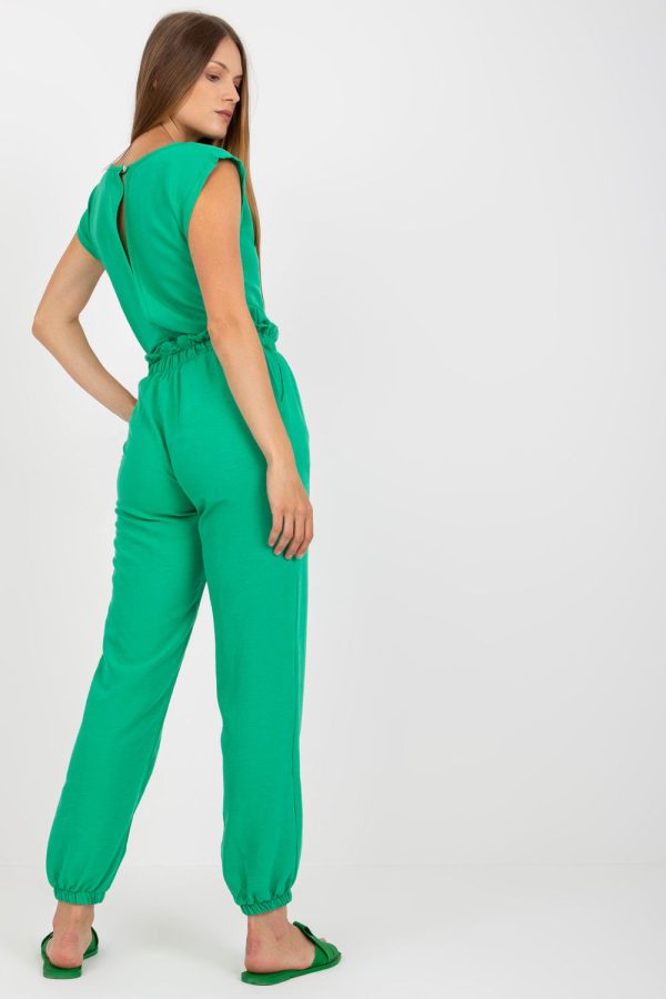 Green Set in Pants, Trousers, Shorts with Cotton and Spandex