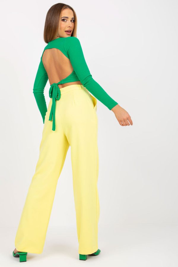 Yellow Women Trousers in Pants, Trousers, Shorts with Spandex and Polyester