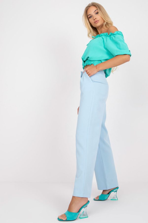 Blue Women Trousers in Pants, Trousers, Shorts with Spandex and Polyester