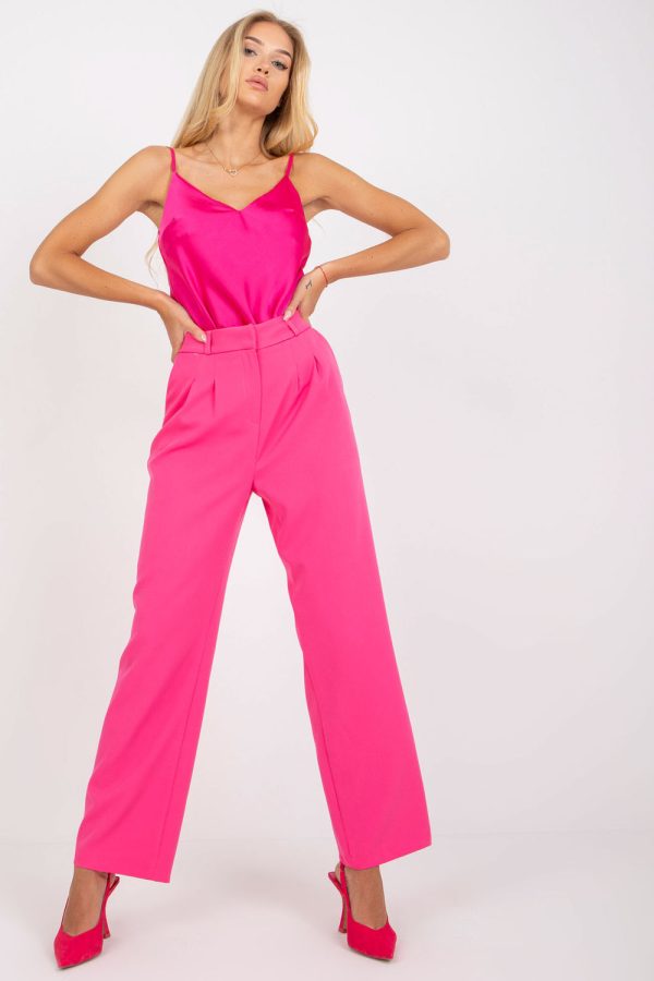 Pink Women Trousers in Pants, Trousers, Shorts with Spandex and Polyester