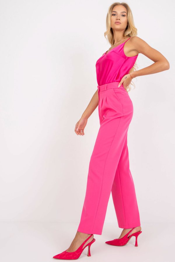 Pink Women Trousers in Pants, Trousers, Shorts with Spandex and Polyester