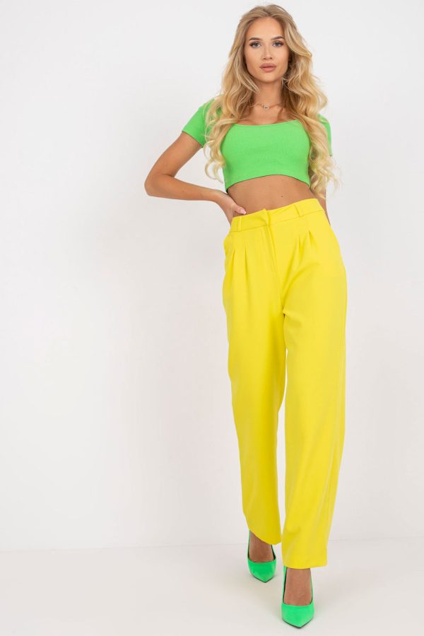 Yellow Women Trousers in Pants, Trousers, Shorts with Spandex and Polyester