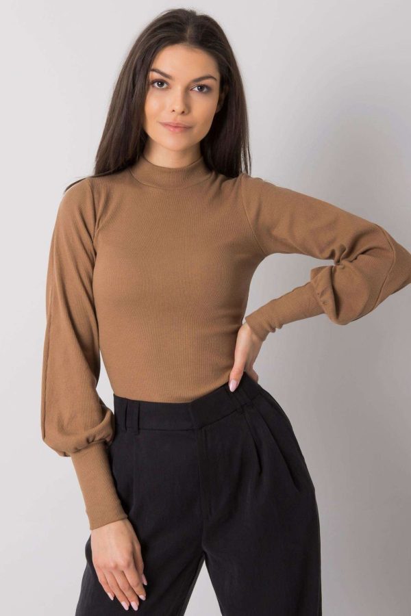 Brown Blouse in Women`s Blouses, Tunics with Cotton and Spandex