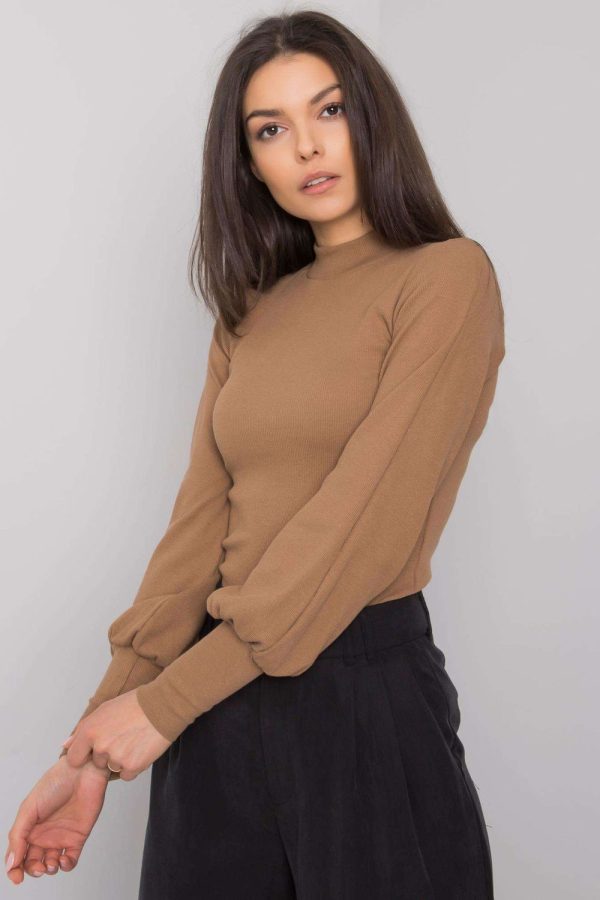 Brown Blouse in Women`s Blouses, Tunics with Cotton and Spandex