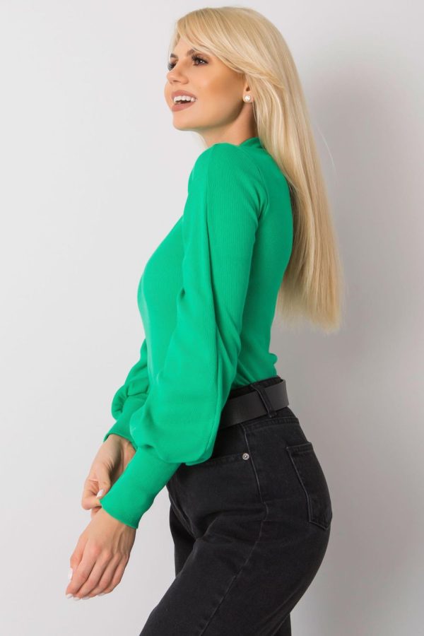 Green Blouse in Women`s Blouses, Tunics with Cotton and Spandex