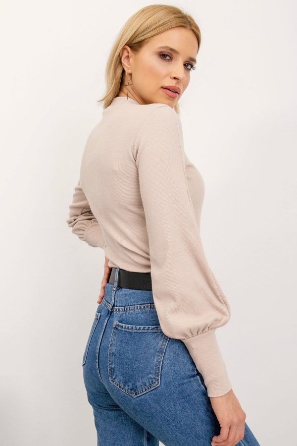Beige Blouse in Women`s Blouses, Tunics with Cotton and Spandex