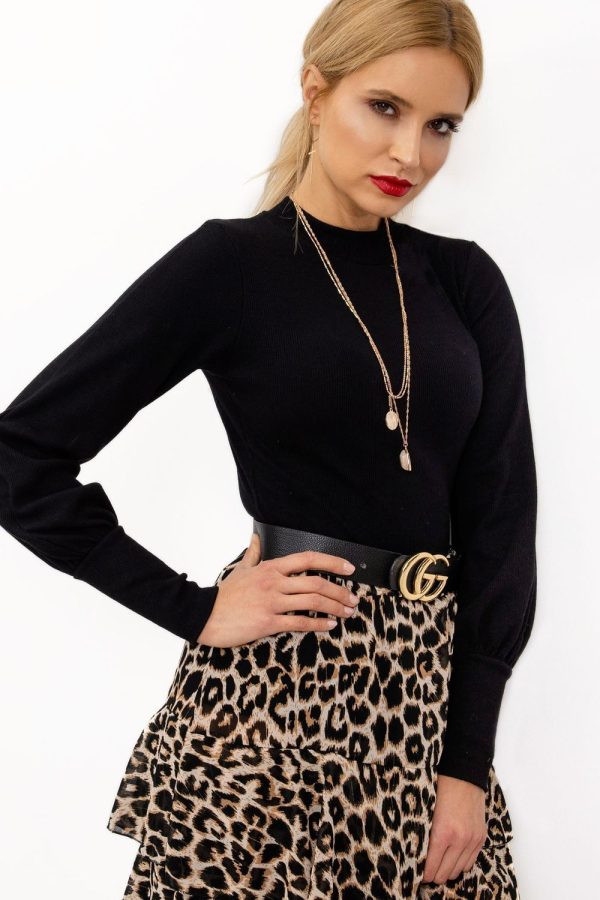 Black Blouse in Women`s Blouses, Tunics with Cotton and Spandex