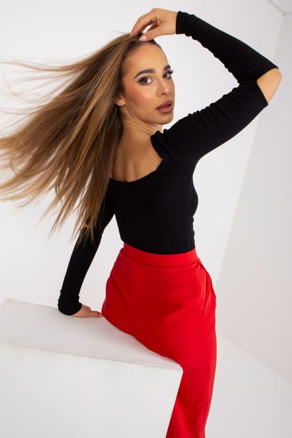 Black Blouse in Women`s Blouses, Tunics with Cotton and Spandex