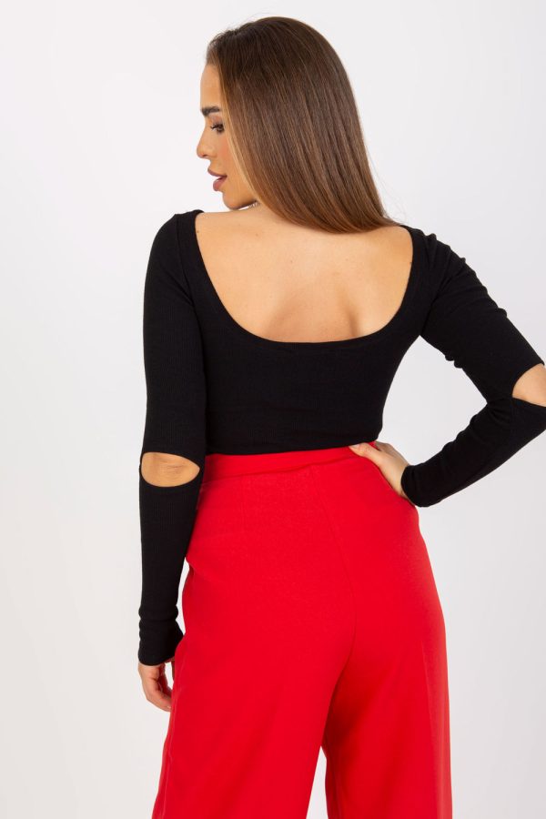 Black Blouse in Women`s Blouses, Tunics with Cotton and Spandex