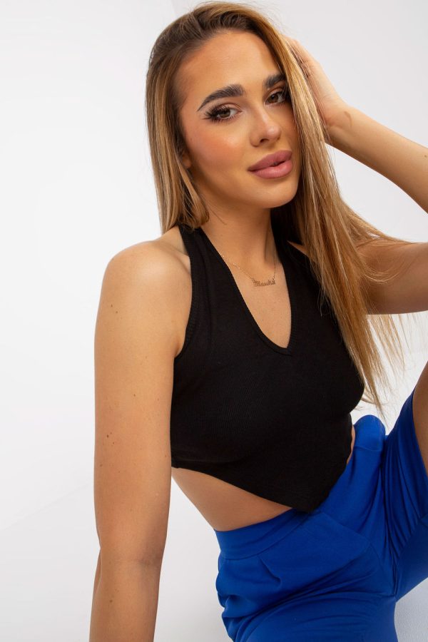 Black Top in Undershirts / Tops with Cotton and Spandex