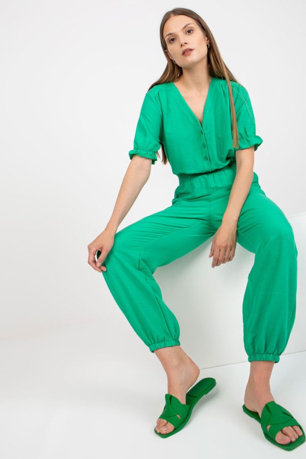 Green Suit in Playsuits For Women with Cotton and Spandex