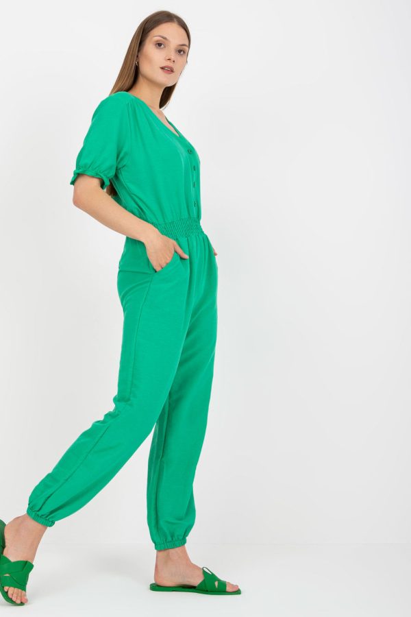 Green Suit in Playsuits For Women with Cotton and Spandex
