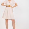 Beige Daydress in Day Dresses with Cotton and Spandex