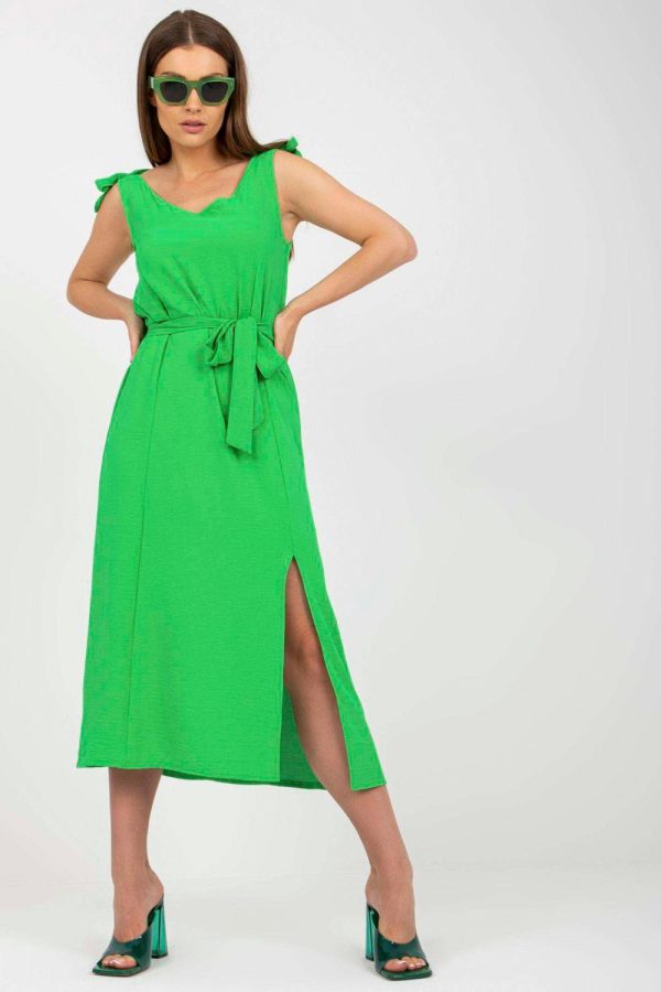Green Daydress in Day Dresses with Spandex and Polyester