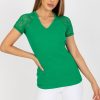 Green Blouse in Women`s Blouses, Tunics with Cotton and Spandex