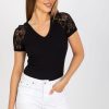 Black Blouse in Women`s Blouses, Tunics with Cotton and Spandex