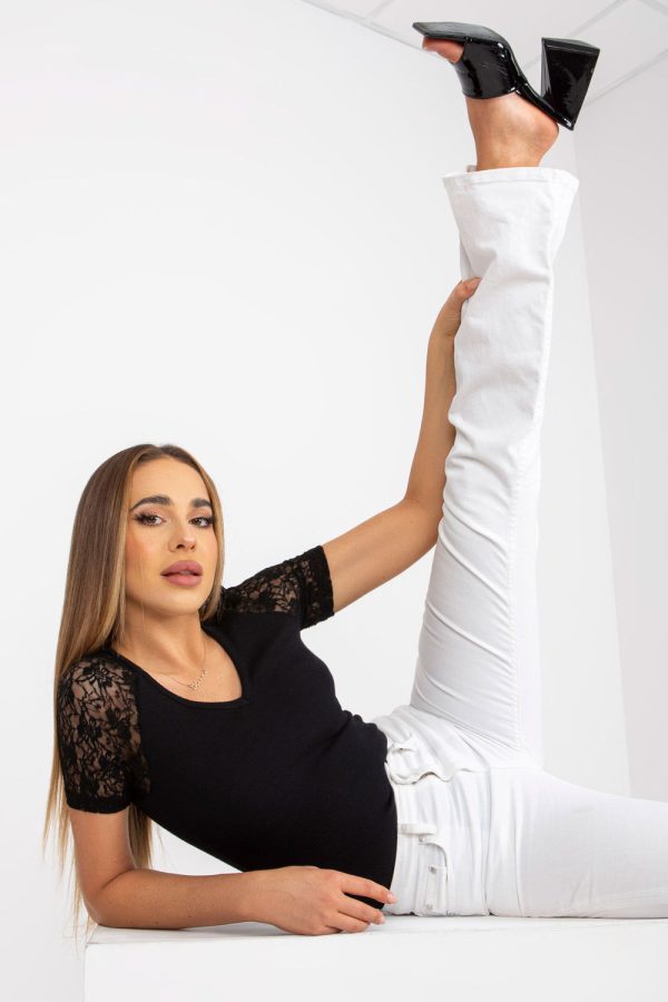 Black Blouse in Women`s Blouses, Tunics with Cotton and Spandex