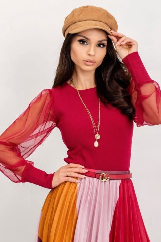 Red Blouse in Women`s Blouses, Tunics with Cotton and Spandex