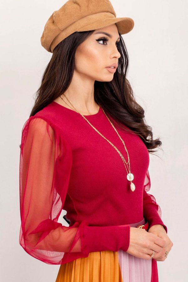 Red Blouse in Women`s Blouses, Tunics with Cotton and Spandex