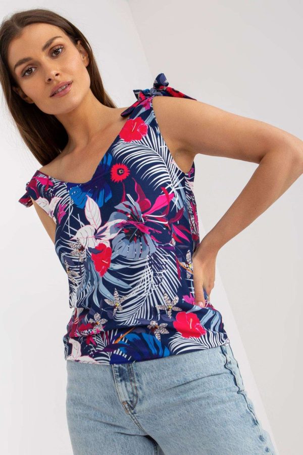 Navy Blue Top in Undershirts / Tops with Polyester