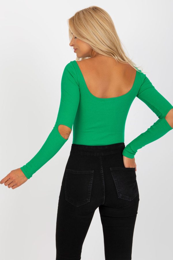 Green Blouse in Women`s Blouses, Tunics with Cotton and Spandex