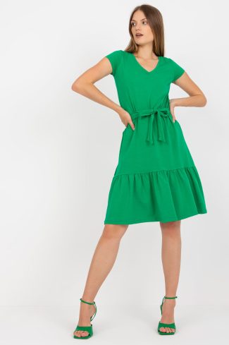 Green Daydress in Day Dresses with Cotton and Spandex