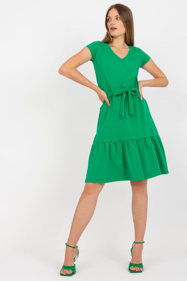 Green Daydress in Day Dresses with Cotton and Spandex