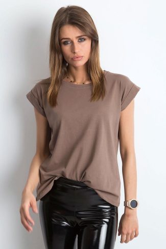 Brown T-shirt in Women`s Tops, T-shirts, Singlets with Cotton and Spandex
