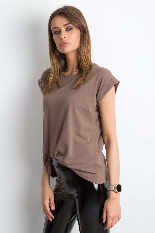 Brown T-shirt in Women`s Tops, T-shirts, Singlets with Cotton and Spandex