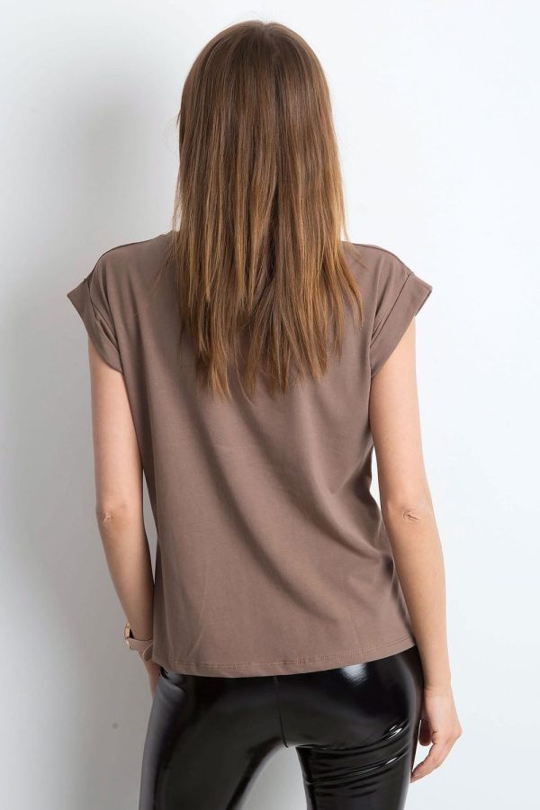 Brown T-shirt in Women`s Tops, T-shirts, Singlets with Cotton and Spandex