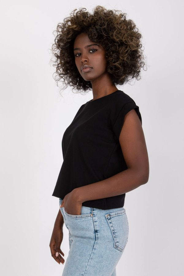 Black T-shirt in Women`s Tops, T-shirts, Singlets with Cotton and Spandex