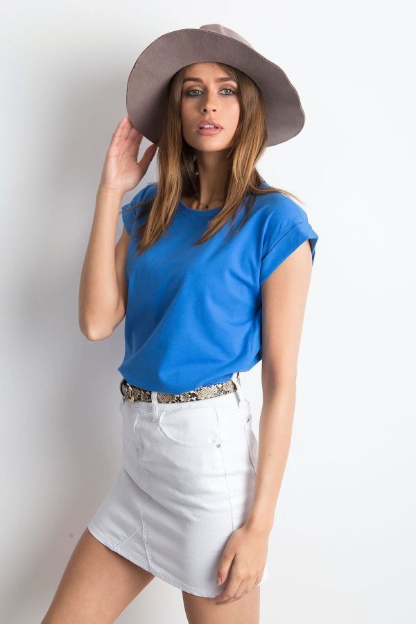 Blue T-shirt in Women`s Tops, T-shirts, Singlets with Cotton and Spandex