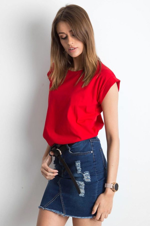 Red T-shirt in Women`s Tops, T-shirts, Singlets with Cotton and Spandex