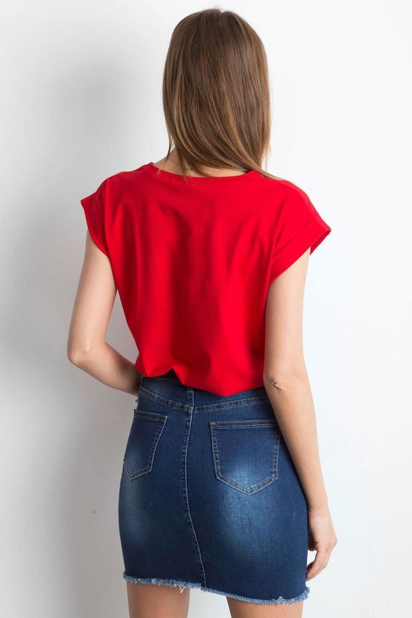 Red T-shirt in Women`s Tops, T-shirts, Singlets with Cotton and Spandex