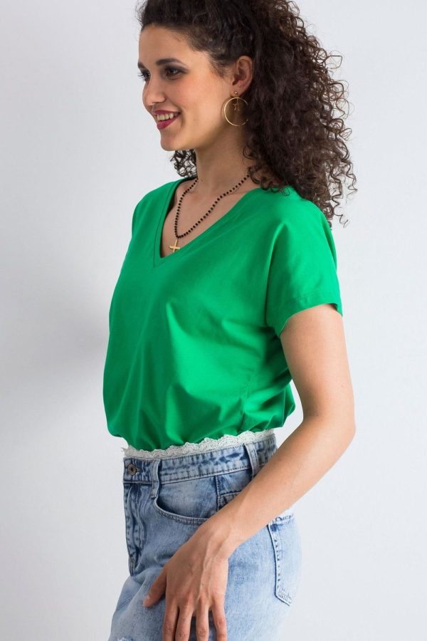 Green T-shirt in Women`s Tops, T-shirts, Singlets with Cotton and Spandex