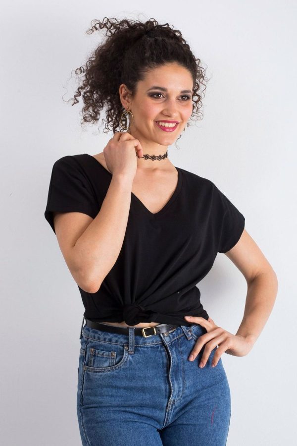 Black T-shirt in Women`s Tops, T-shirts, Singlets with Cotton and Spandex