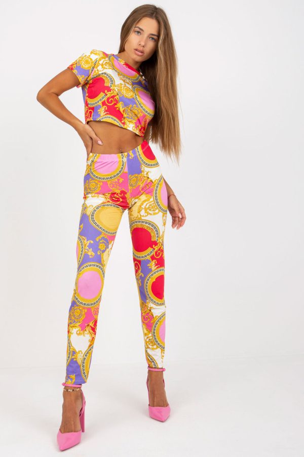 Pink Set in Pants, Trousers, Shorts with Spandex and Polyester