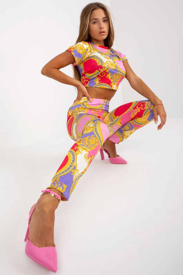 Pink Set in Pants, Trousers, Shorts with Spandex and Polyester