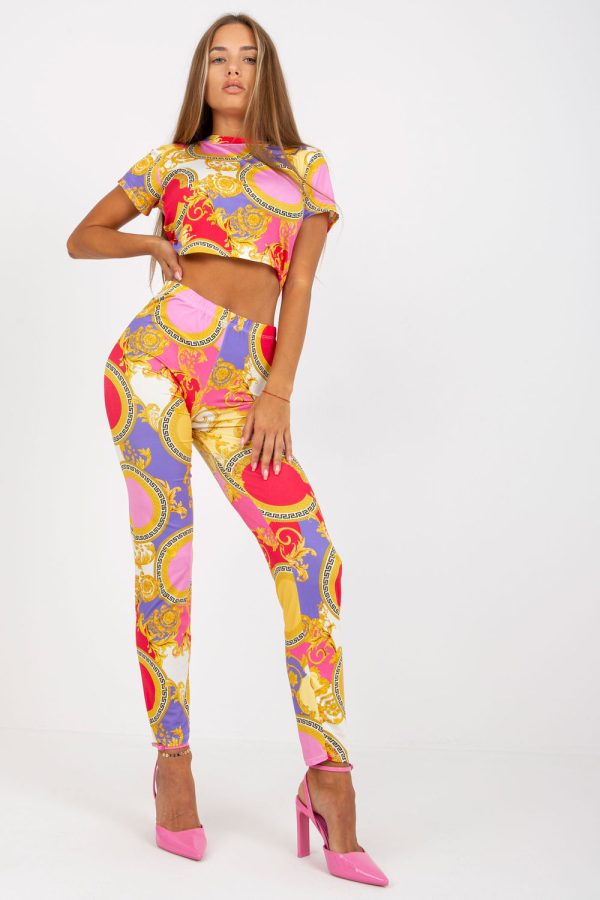 Pink Set in Pants, Trousers, Shorts with Spandex and Polyester