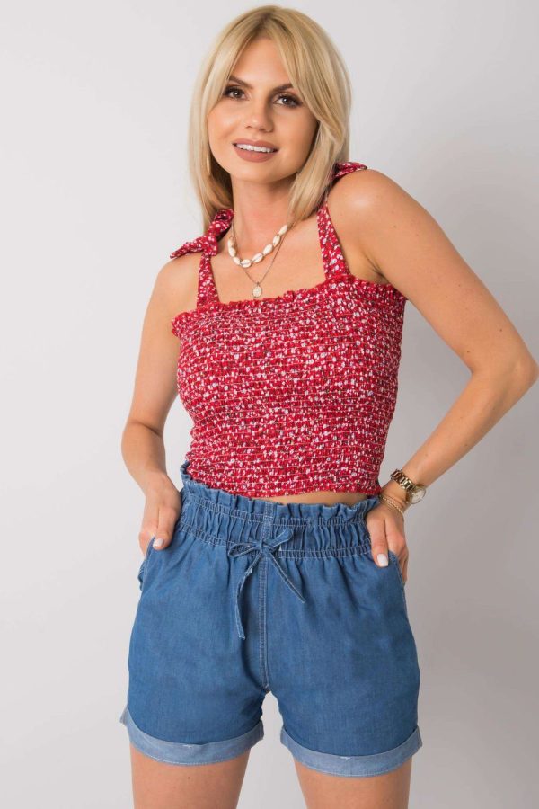 Red Top in Undershirts / Tops with Cotton and Spandex