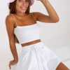 White Shorts in Shorts For Women, Crop Pants with Cotton and Spandex