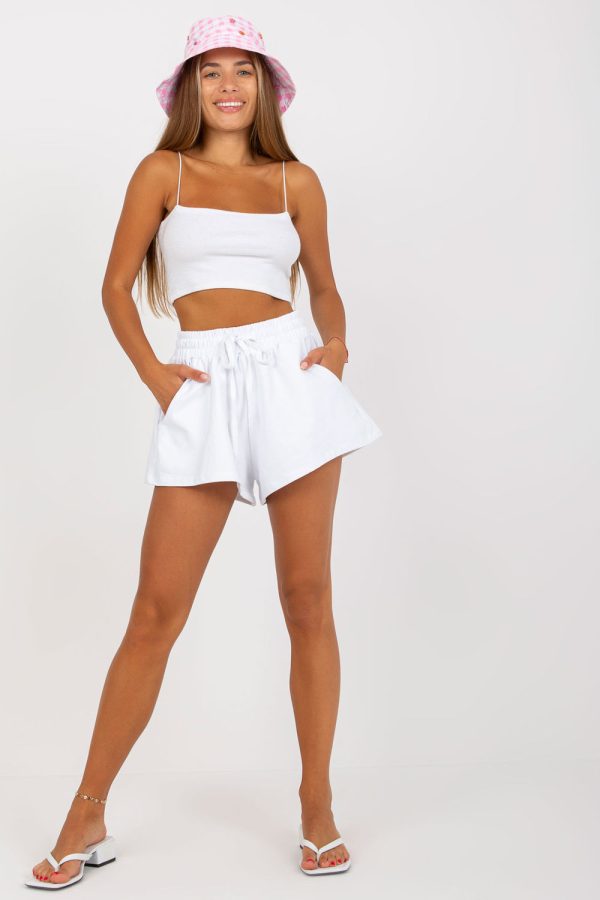 White Shorts in Shorts For Women, Crop Pants with Cotton and Spandex