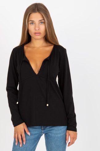 Black Blouse in Women`s Blouses, Tunics with Cotton and Spandex